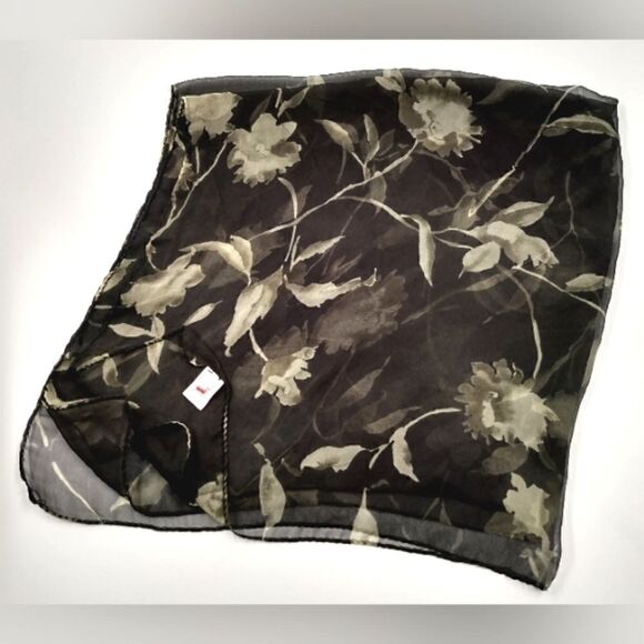 Mondi Floral Skirt & Square Scarf Rolled Hem Sheer Lined - Picture 9 of 10